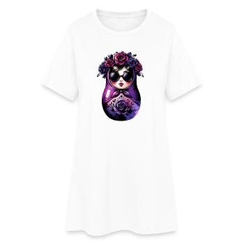 Russe Fille Matriochka Moscou avec des lunettes de soleil - Robe T-shirt Femme - blanc - Devant