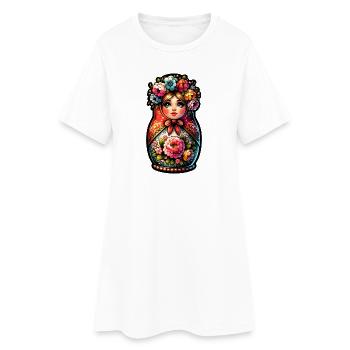Russe Fille Matriochka Moscou avec des lunettes de soleil - Robe T-shirt Femme - blanc - Devant