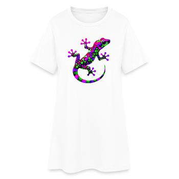 Gecko - Frauen T-Shirt-Kleid - Weiß - Vorne