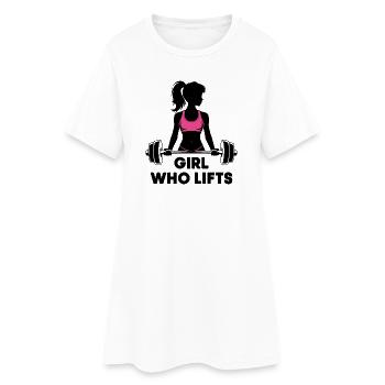 Bodybuilder Gym Girl Barre Puissance Beauté - Robe T-shirt Femme - blanc - Devant