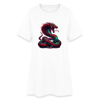 Serpent mythique avec coucher de soleil Année du Serpent 2025 - Robe T-shirt Femme - blanc - Devant