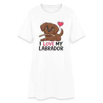 Adorable chiot labrador avec ballon coeur - Robe T-shirt Femme - blanc - Devant