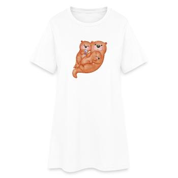 Famille de loutres mignonnes - Robe T-shirt Femme - blanc - Devant