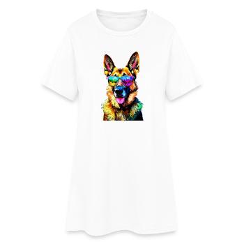 Berger Allemand Couleurs vives Pop Art Chien Chiens de berger - Robe T-shirt Femme - blanc - Devant
