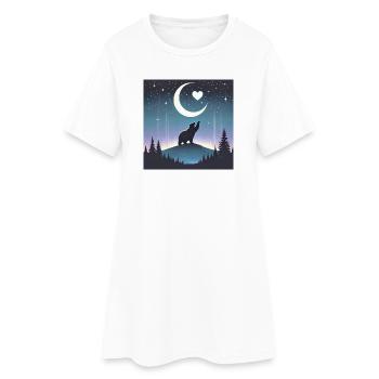 Love Under Moonlight - Mystischer Bär im Mondschei - Frauen T-Shirt-Kleid - Weiß - Vorne