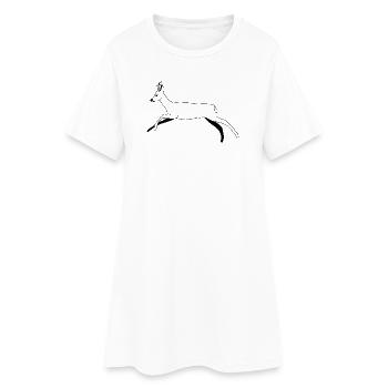 Reh / Rehbock - schwarzweiß Grafik - Frauen T-Shirt-Kleid - Weiß - Vorne