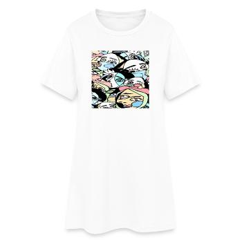 Des visages fous - Robe T-shirt Femme - blanc - Devant