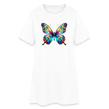 Schmetterling - Frauen T-Shirt-Kleid - Weiß - Vorne