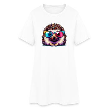 Igel mit Sonnenbrille - Frauen T-Shirt-Kleid - Weiß - Vorne