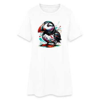 Macareux - Robe T-shirt Femme - blanc - Devant