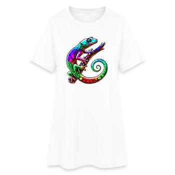 Gecko - Frauen T-Shirt-Kleid - Weiß - Vorne