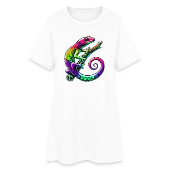 Gecko - Frauen T-Shirt-Kleid - Weiß - Vorne
