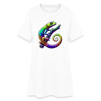 Gecko - Frauen T-Shirt-Kleid - Weiß - Vorne