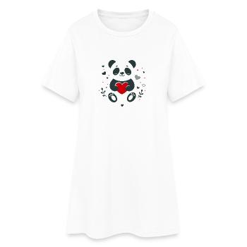 Panda avec coeur – Saint-Valentin aimante - Robe T-shirt Femme - blanc - Devant
