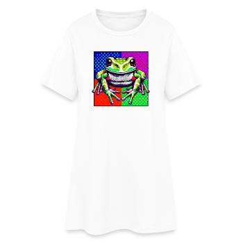 Frosch - Frauen T-Shirt-Kleid - Weiß - Vorne