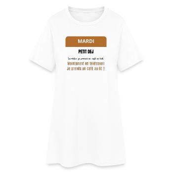 Mardi petit dej - Un café - Robe T-shirt Femme - blanc - Devant