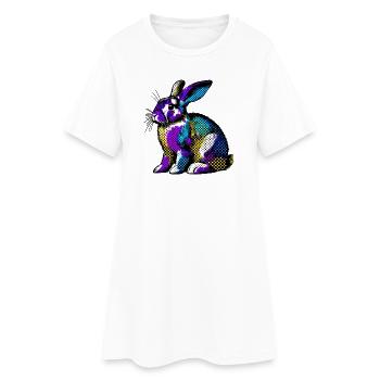 Kaninchen - Frauen T-Shirt-Kleid - Weiß - Vorne