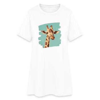 Giraffe - Frauen T-Shirt-Kleid - Weiß - Vorne