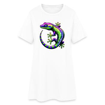 Gecko - Frauen T-Shirt-Kleid - Weiß - Vorne