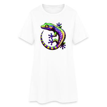 Gecko - Frauen T-Shirt-Kleid - Weiß - Vorne
