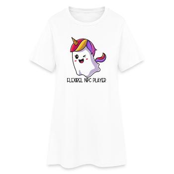 Flexible NPC Player – Bunter Einhorn Geist - Frauen T-Shirt-Kleid - Weiß - Vorne