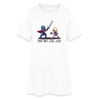 First Fight, Level Later – Knight vs Skeleton - Women’s T-Shirt Dress - white - Front