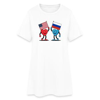Cœurs de l’Amérique et de la Russie - Robe T-shirt Femme - blanc - Devant