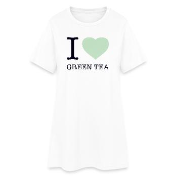 I LOVE GREEN TEA - Frauen T-Shirt-Kleid - Weiß - Vorne