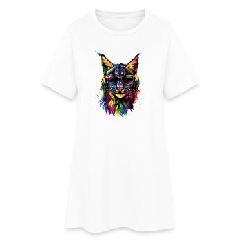 Lynx Chat sauvage Grands chats Chats Mignon Lynx - Robe T-shirt Femme - blanc - Devant