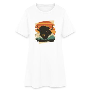 Bison Rétro - Robe T-shirt Femme - blanc - Devant
