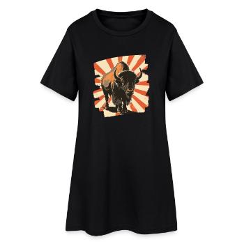 Bison Rétro - Robe T-shirt Femme - noir - Devant