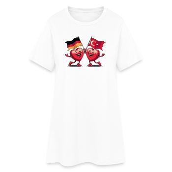 Germany and Turkey hearts - Women’s T-Shirt Dress - white - Front