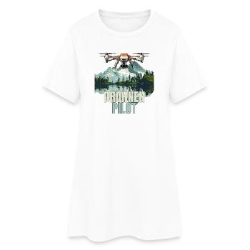 Drohnen Pilot - Frauen T-Shirt-Kleid - Weiß - Vorne