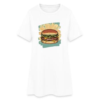 Burger Rétro - Robe T-shirt Femme - blanc - Devant
