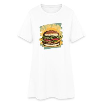 Burger Rétro - Robe T-shirt Femme - blanc - Devant
