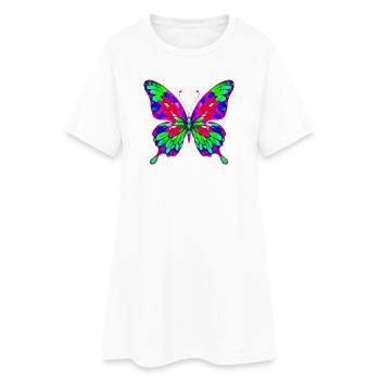 Schmetterling - Frauen T-Shirt-Kleid - Weiß - Vorne