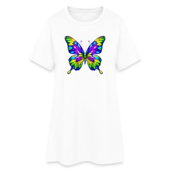 Schmetterling - Frauen T-Shirt-Kleid - Weiß - Vorne