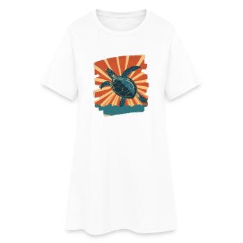 Tortue de mer rétro - Robe T-shirt Femme - blanc - Devant