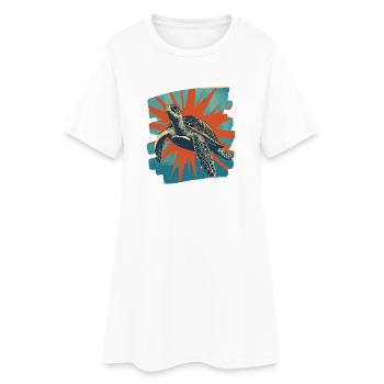 Tortue de mer rétro - Robe T-shirt Femme - blanc - Devant