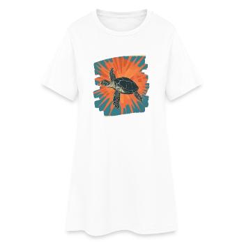 Tortue de mer rétro - Robe T-shirt Femme - blanc - Devant