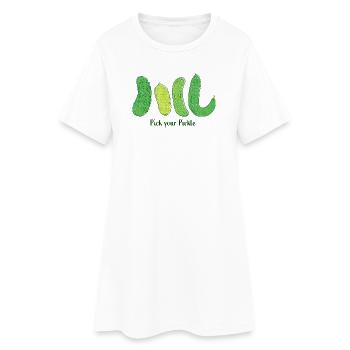 Pick Your Pickle: Grüne Gurkenkunst - Frauen T-Shirt-Kleid - Weiß - Vorne