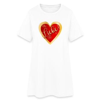 HERZ SYMBOLE LIEBE - Frauen T-Shirt-Kleid - Weiß - Vorne