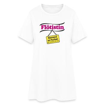 Flötistin Pink – Niemand ist Perfekt - Frauen T-Shirt-Kleid - Weiß - Vorne