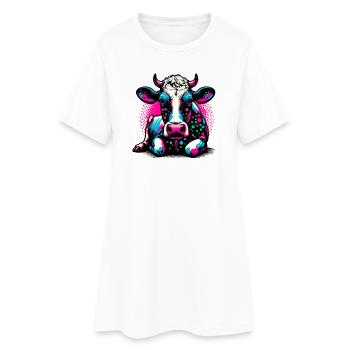 Kuh - Frauen T-Shirt-Kleid - Weiß - Vorne