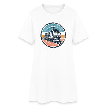 E-Lok mit Güterzug - Frauen T-Shirt-Kleid - Weiß - Vorne