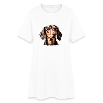 Dachshund Playful Dog Portrait - Women’s T-Shirt Dress - white - Front