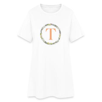 T Monogram, Couronne de fleurs, Personnalisable - Robe T-shirt Femme - blanc - Devant
