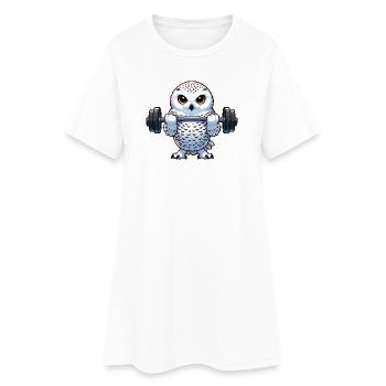 Eule Schneeeule Workout Fitness Training - Frauen T-Shirt-Kleid - Weiß - Vorne