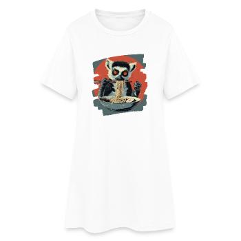 Lemur Ramen - Frauen T-Shirt-Kleid - Weiß - Vorne