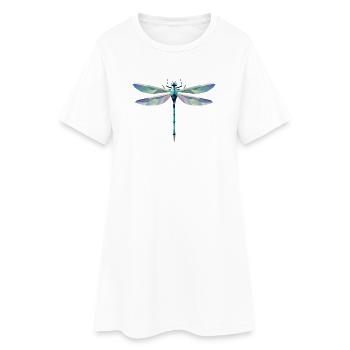 stilvolle filigrane Libelle im polygonalen Design - Frauen T-Shirt-Kleid - Weiß - Vorne